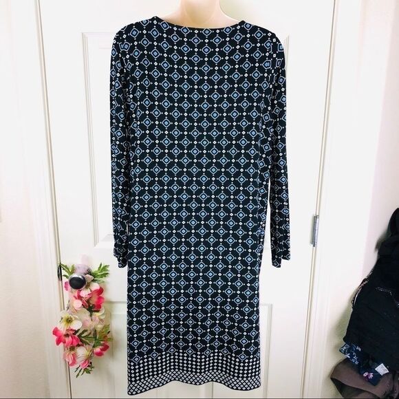 J.Jill Wearever black linear diamond dress small - Picture 7 of 8